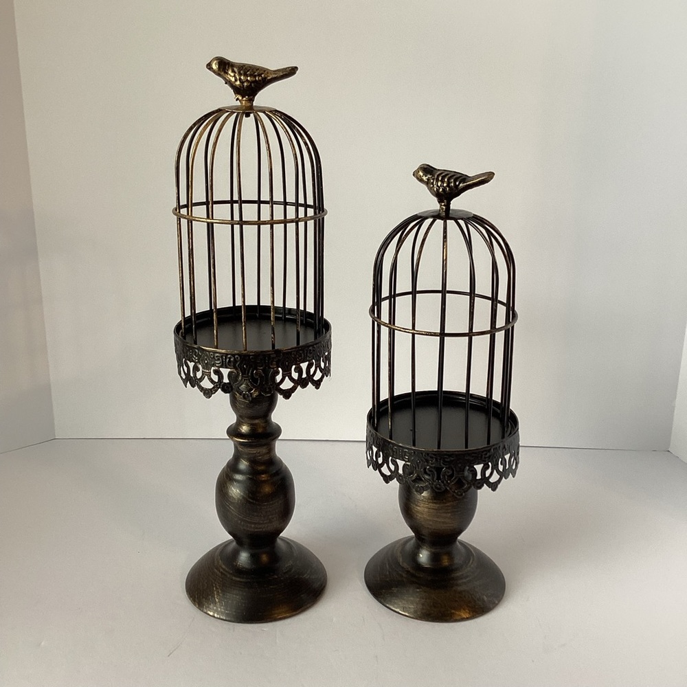 HALLOWEEN: set of 2 metal bird cage candle holders